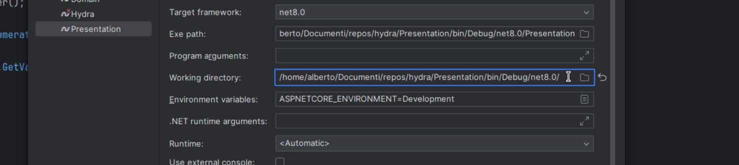 Working Directory Settings